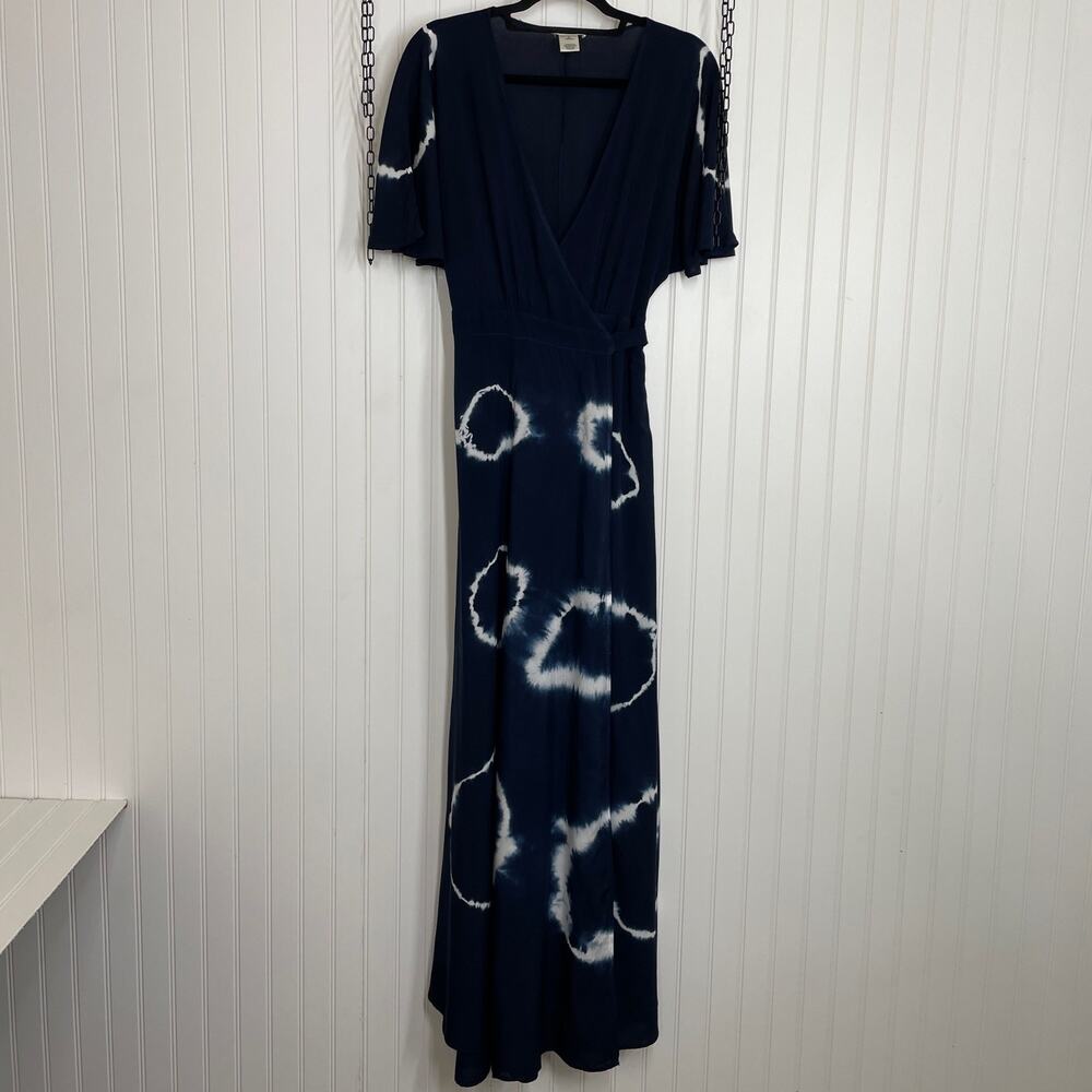Promesa Women’s Blue Tie Dye Wrap Short Sleeve Maxi Dress Size S